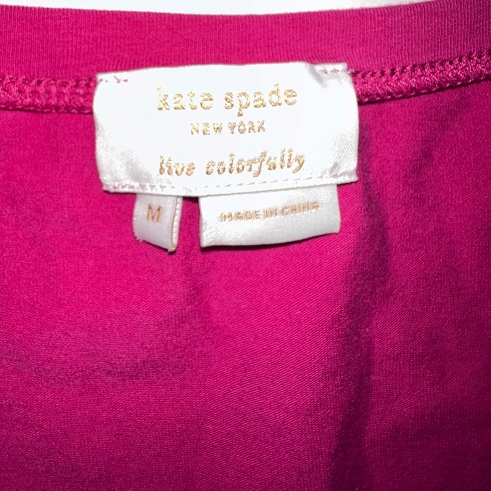 Kate Spade Live Colorfully Pink Flower Rosette Tank Top Sz M - Picture 3 of 3